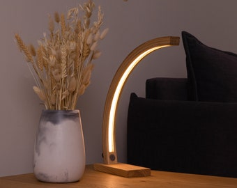 LED-leestafellamp, nachtkastje en nachtlampje minimalistisch bureau staand licht, hout wabi sabi japandi decor, housewarming Moederdag cadeau