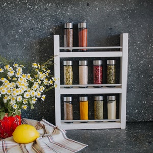 Regalo del Día de la Madre, Estante de especias de madera montado en la pared, soporte de aceite esencial de cocina, estante de almacenamiento de especias
