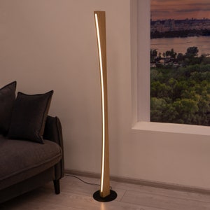 Wabi sabi Father&#39;s Day gift, floor lamp for living room with LED light, japandi bedside and nightlight minimalist stending modern decor
