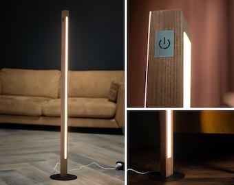 Wood floor lamp for living room LED light, wabi sabi bedside, Japanese nightlight minimalist stending light modern decor, Mother's Day gift