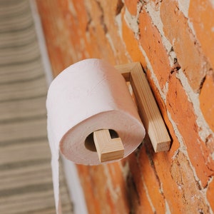 Piccolo regalo di Natale, Porta carta igienica galleggiante, porta rotolo di carta igienica scandinavo in legno riciclato, accessori per il bagno