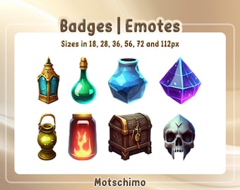 8 x Insignias de juego de alquimia | Saludos | Subs en Twitch