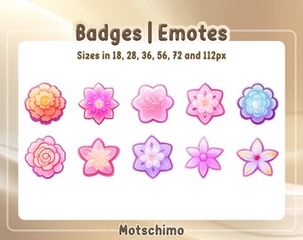 10 x Insignias de flores | Saludos | Subs en Twitch