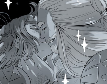 Celestial Kiss 5x7 art print [ art lgbt | mur gay accroché | étoiles célestes |]