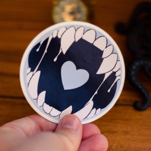 Monsterlover Maw Round Sticker BLUE (monsterfucker, furry, fangs, kawaii)