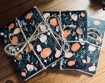 Juego de tarjetas de felicitación de Halloween con diseño de calabazas (5 unidades)