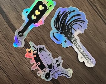 Holographic Kink Sticker Set (kinky, kinky stickers, flogger, collar, paddle)