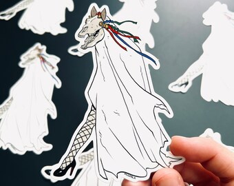 Sexy Mari Lywd sticker (yule, christmas horse, funny sticker, christmas sticker, welsh christmas horse)