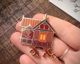 Baba Yaga House Pin (Folklore, whimscal witchy brooch, folk art)