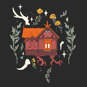 Winter Baba Yaga House 8x8&quot; art print