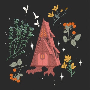 Impresión de arte de Summer Baba Yaga House 8x8"