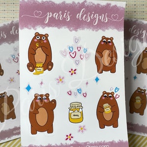 Bear sticker sheet | stationery stickers | kawaii stickers | cute bear sticker | stationery | sticker sheet | bears | stickers