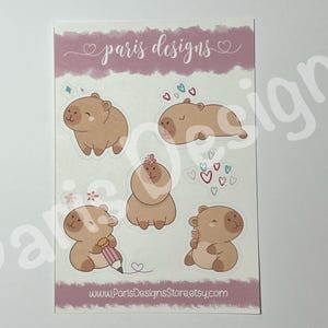 Capybara sticker sheets | stationery stickers | kawaii stickers | cute stickers | stationery | sticker sheet | capybara | stickers