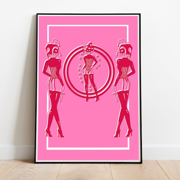 Knife Thrower Vintage Circus Art Print| Female Form Wall Art| Latex Outfit Corset Leather Boots