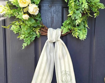 Mini Wreath Sash Striped: Small Sash, Tie for 8-18 Inch Wreath, Personalized Embroidered Ribbon