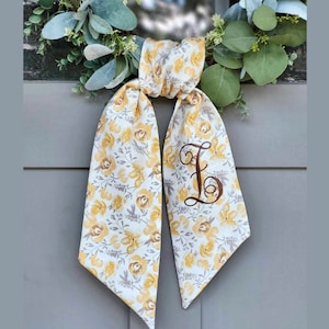Floral Wreath Sash Yellow Wreath Scarf for Front Door Decor Pink Wreath Sash for Boxwood Wreath Housewarming Gift for Hostess Fall Decor