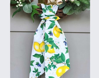 Lemon Wreath Sash Summer Front Door Decor Wreath Scarf for Boxwood Wreath Ribbon with Lemons Summer Porch Decor Housewarming Gift for Friend