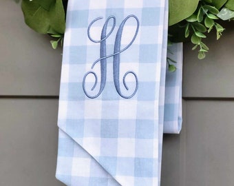 Embroidered Baby Boy Wreath Sash: Blue Gingham Nursery Decor