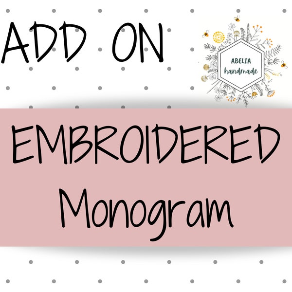 Embroidered Monogram Optional Add On Embroidered Initial One Letter Monogram Choose Your Initial Embroidery Add On