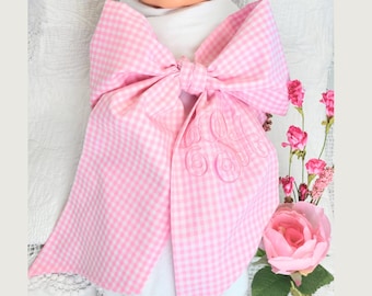 Personalized Gingham Baby Sash: Newborn Photo Prop, Monogrammed Bow