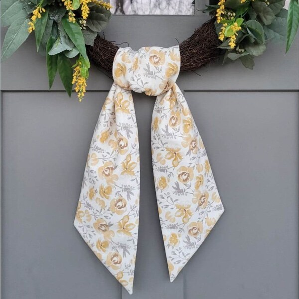 Fall Wreath Sash Floral Wreath Scarf for Front Door Decor Yellow Wreath Sash for Boxwood Wreath Housewarming Gift Hostess Gift Fall Decor