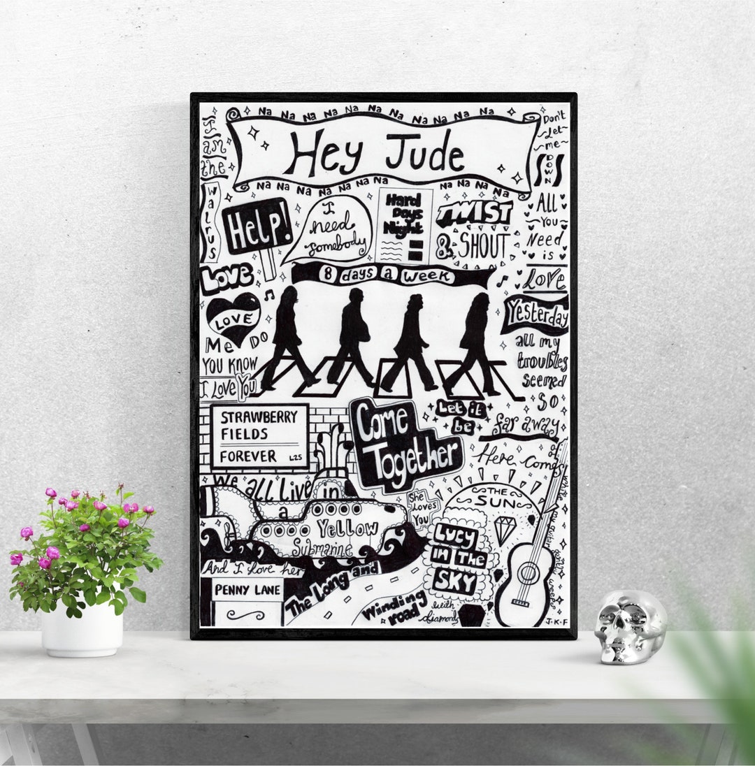 Beatles Lyrics Wall Art the Beatles Beatles Art Beatles Fan Beatles Fan Art Beatles Gift Beatles