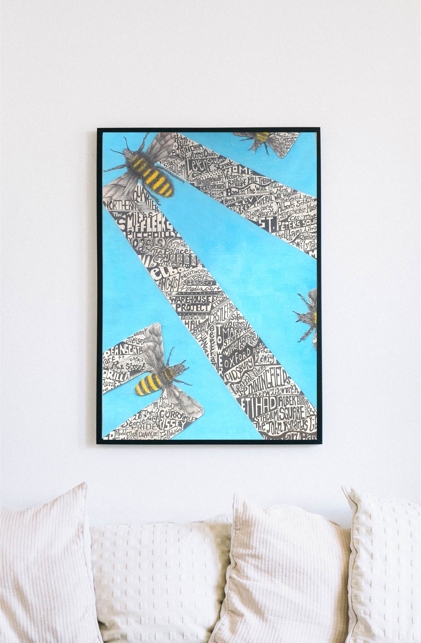 Manchester Bee Wall Art Manchester Bee Art Manchester Etsy UK