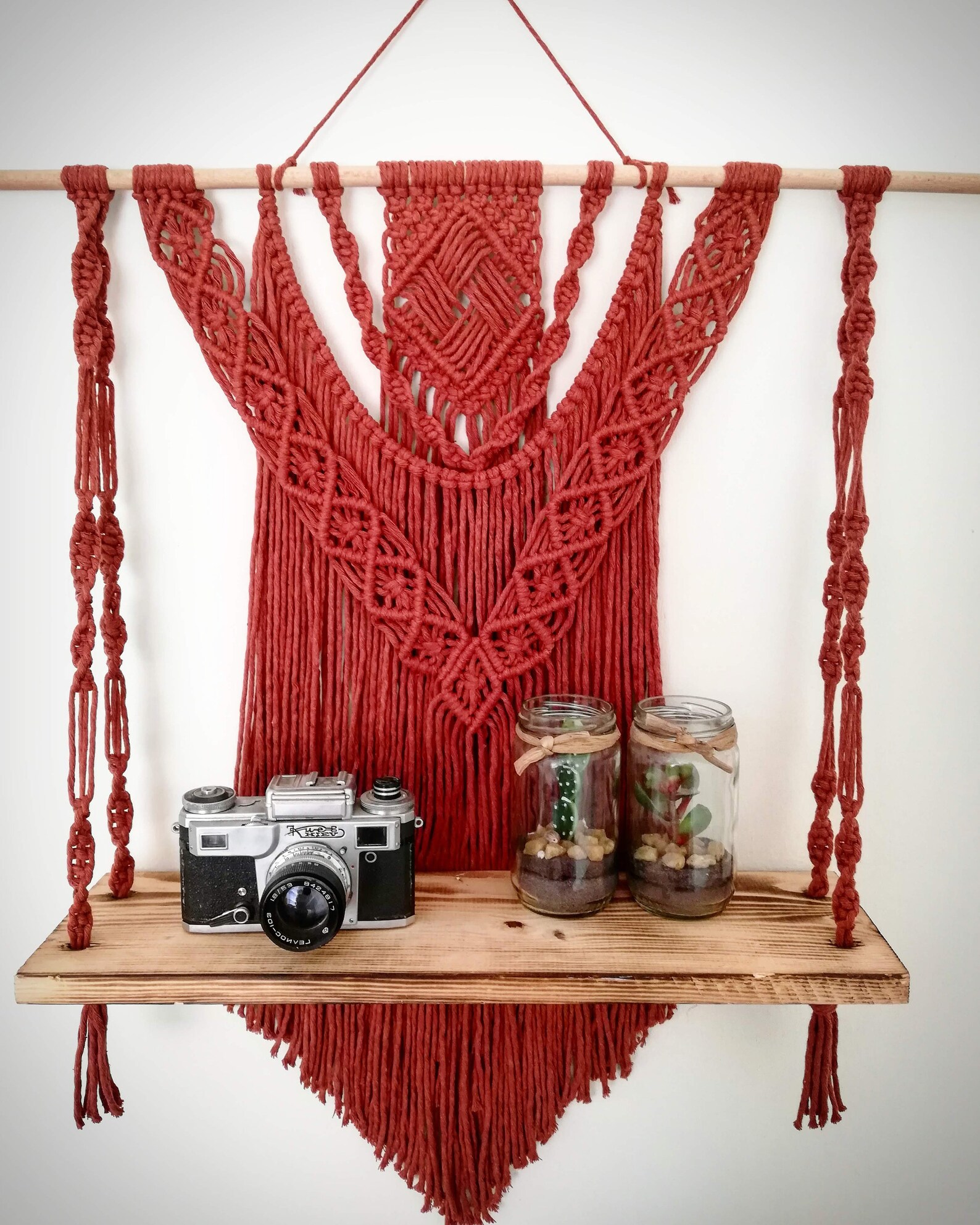 Macrame Shelf Macrame Hanging Shelf Macrame Plant Shelf Etsy