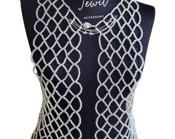 pearl vest, elegant vest, bead vest,