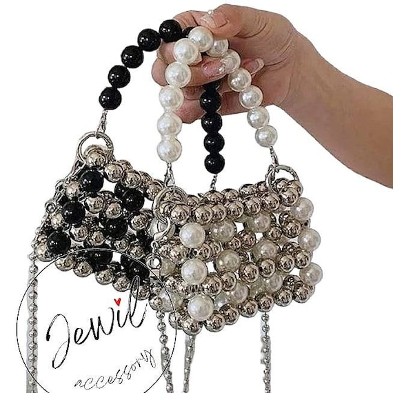 メタルビーズバッグ シルバー メタルビーズミニバッグ | Metal beads