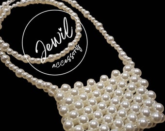 Handmade Pearl Beaded Bag: Elegant Evening Handbag