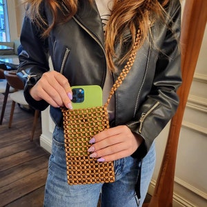 Handmade Wooden Bead Phone Bag: Summer Crossbody
