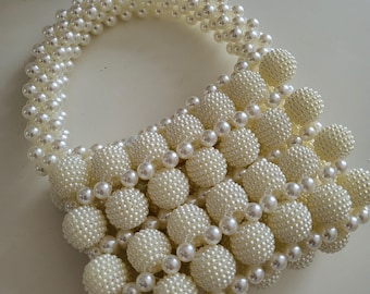 Handmade Pearl Bead Evening Bag: Wedding Purse