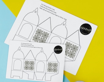 Ramadan Inspired Lantern Templates - 34 pages including Blank Templates to Create Your Own - Kids Ramadan Gift and Activity