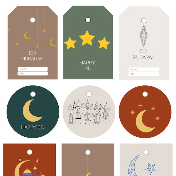 Playful Eid Gift Tags, Eid Mubarak Gift Tags, Happy Eid Gift Tags, Stickers for Eid Presents, Digital Printable