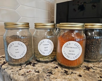 Etiquetas de especias en urdu e inglés: Pegatinas minimalistas para despensa (descarga digital)