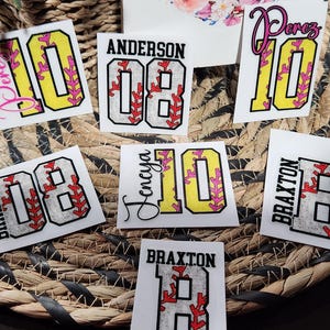 UV DTF Softball/Baseball Names & Numbers Stickers