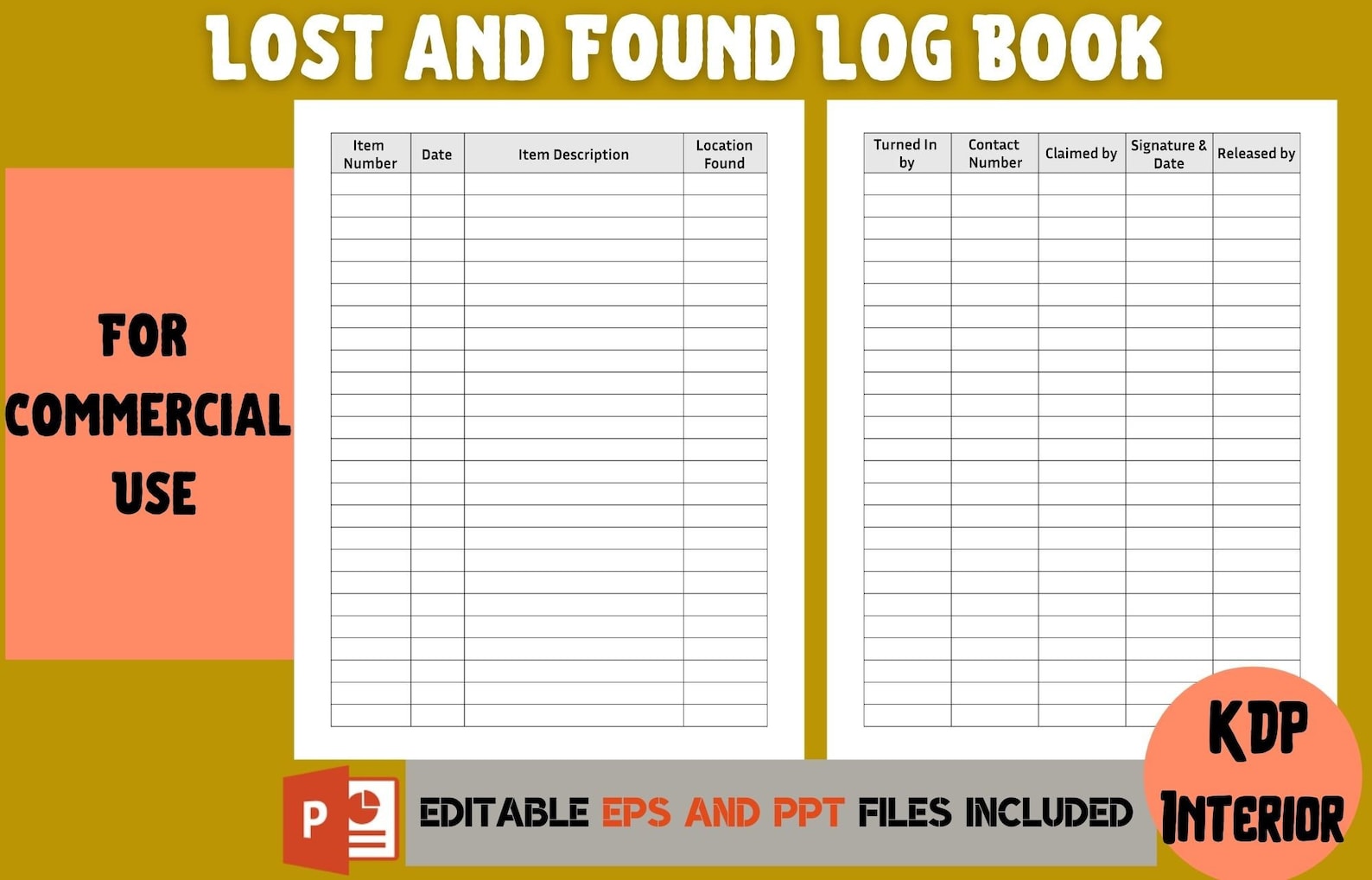 Lost and Found Log Book KDP Interior Etsy