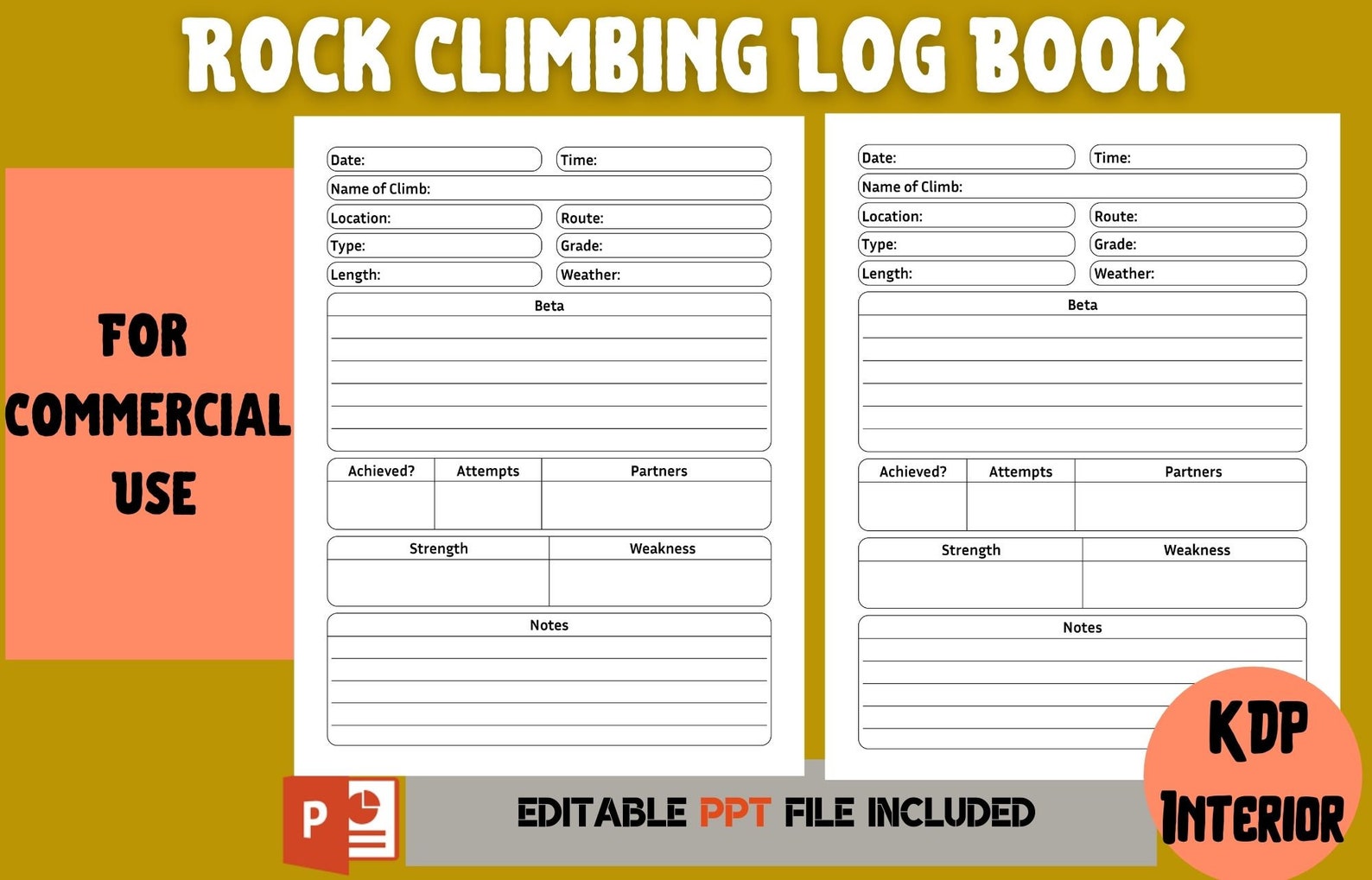 Rock Climbing Log Book KDP Interior Etsy