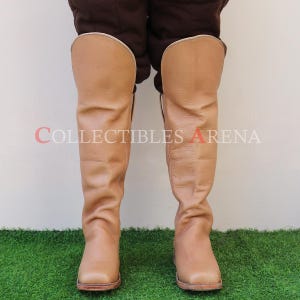 Medieval Cavalry Civil War Pirate Cosplay Riding Hessian Seljuk and Historical Leather Boots with Knee Guard