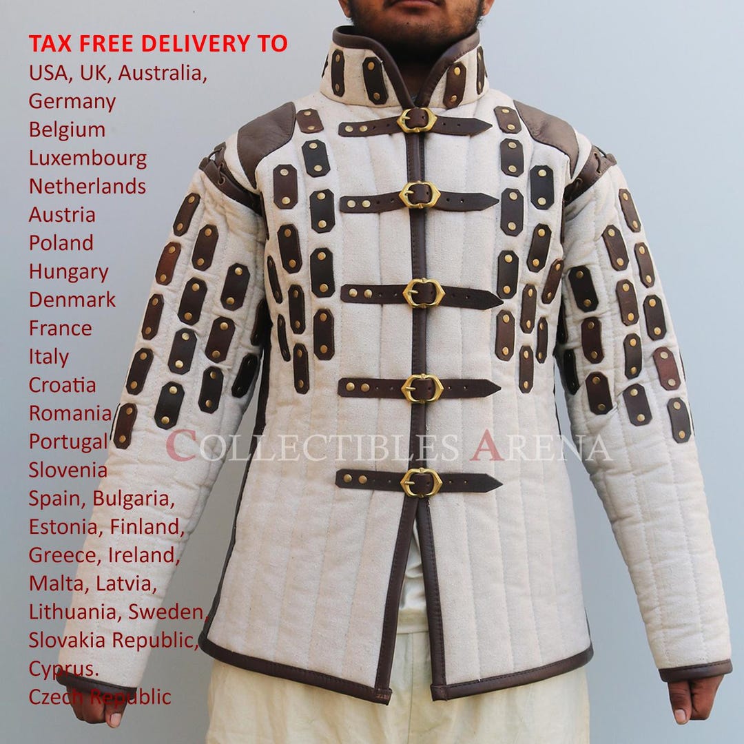 Medieval Gambeson (arming Jacket) With Reinforce Leather Patches and ...