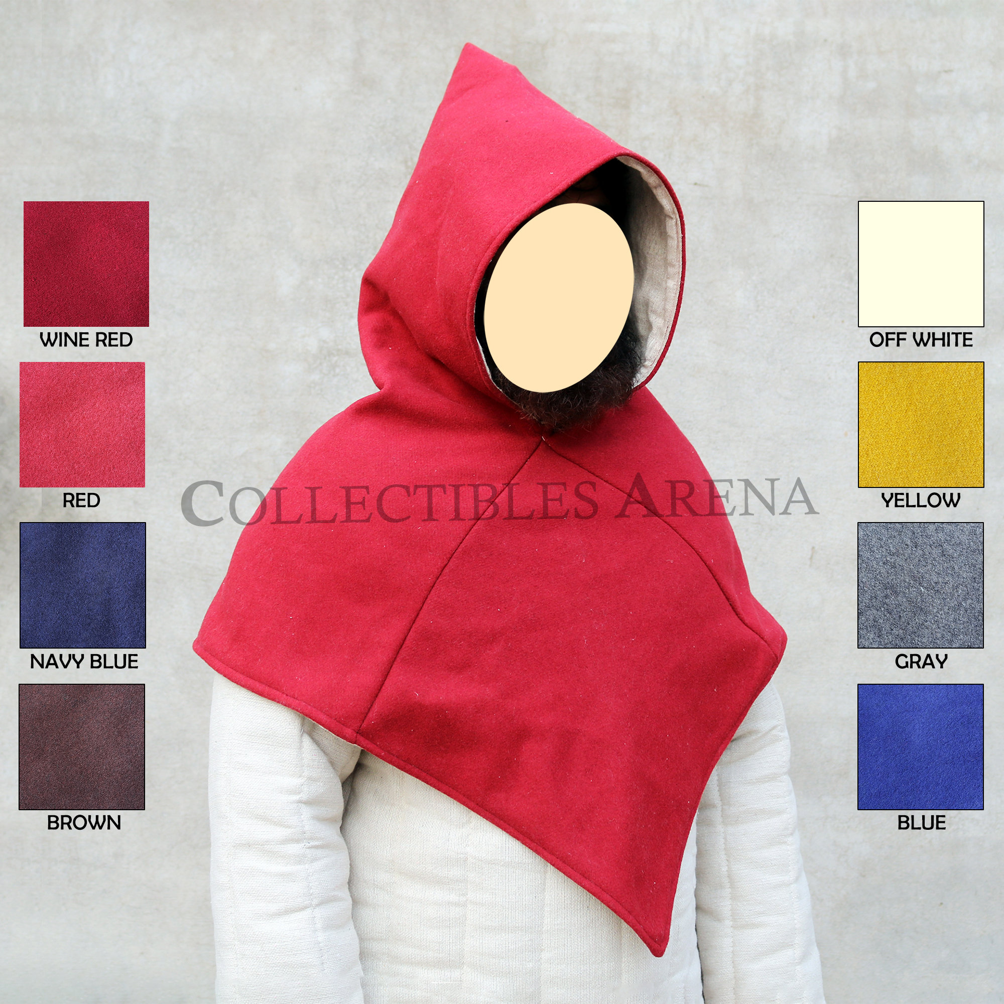 Medieval Viking Bjorn Skjoldehamn Wool Hood Scarf Cowl Gugel Unisex with Linen Lining