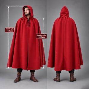 Wool Cloak with Hood, Renaissance Cloak, Medieval Cape, Ren Faire Costume