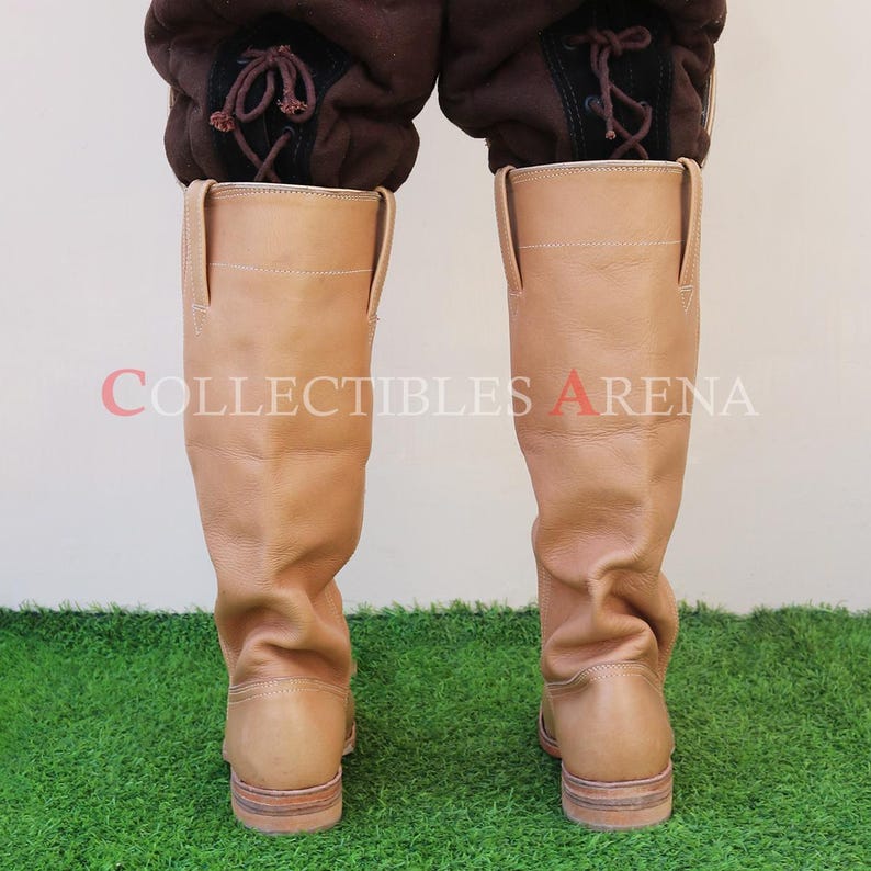 Medieval Cavalry Civil War Pirate Cosplay Riding Hessian Seljuk and Historical Leather Boots with Knee Guard