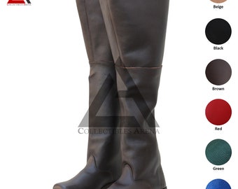 Men’s Brown Leather Renaissance Boots with Buckled Straps Schoenen Herenschoenen Laarzen Nette laarzen 
