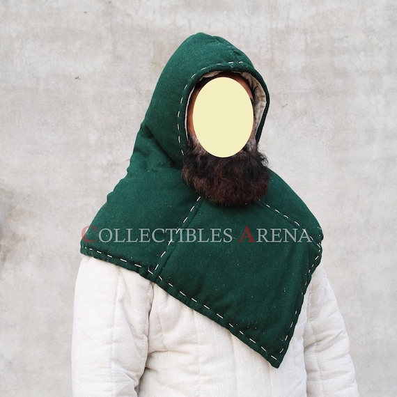 Viking Wool Hood from Skjoldehamn Norway 11th century Norse Samí chaperones  padded Combat Hood Scarf Cowl Gugel Unisex with Linen Lining - Main Image