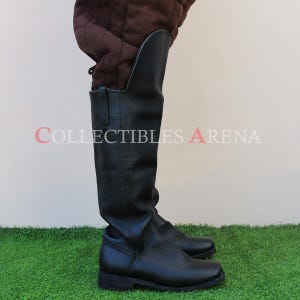 Medieval Cavalry Civil War Pirate Cosplay Riding Hessian Seljuk and Historical Leather Boots with Knee Guard
