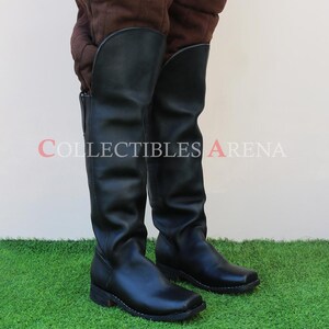 Medieval Cavalry Civil War Pirate Cosplay Riding Hessian Seljuk and Historical Leather Boots with Knee Guard