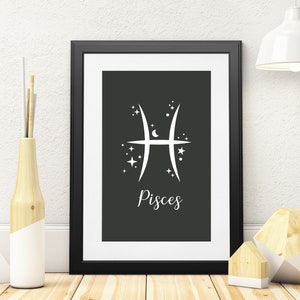 Pisces Print, Zodiac Printable, Pisces Zodiac gifts, Zodiac sign, Zodiac wall art, Print Digital Download