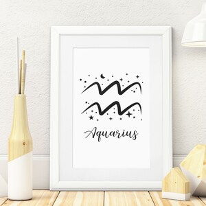 Aquarius Print, Zodiac Printable, Aquarius Zodiac gifts, Zodiac sign, Zodiac wall art, Print Digital Download
